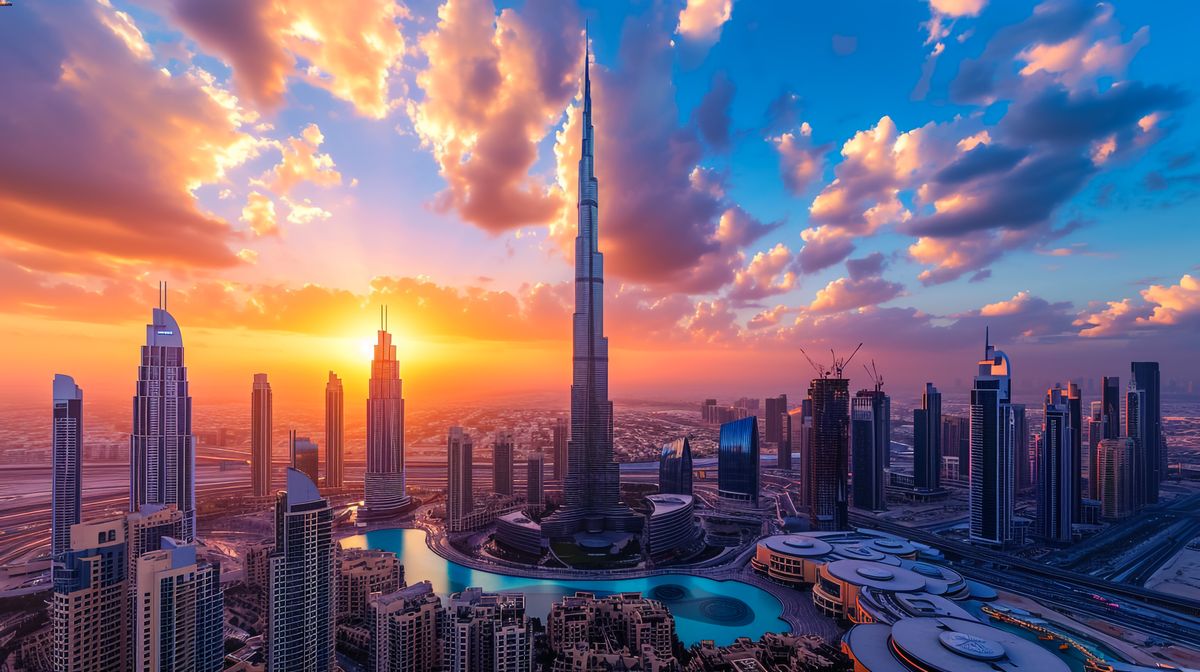 Dubai downtown, UAE (sunset)